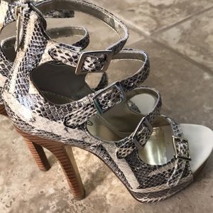 Bebe snakeskin stilettos